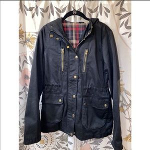 Topshop canvas flannel-lined hooded jacket